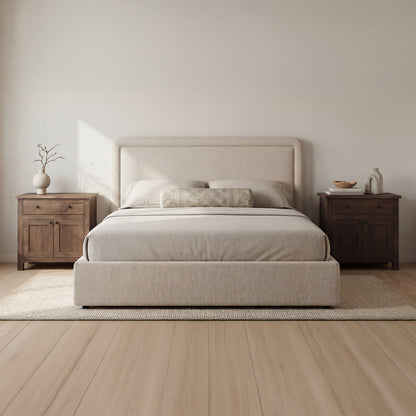 Simon Queen Storage Bed Flecked Beige lifestyle image