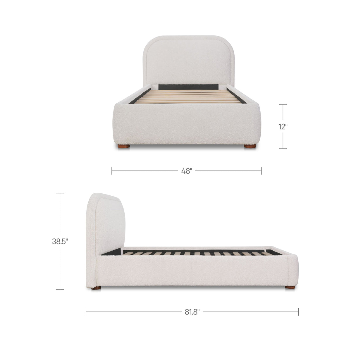 Colin Twin Bed Oatmeal dimensions