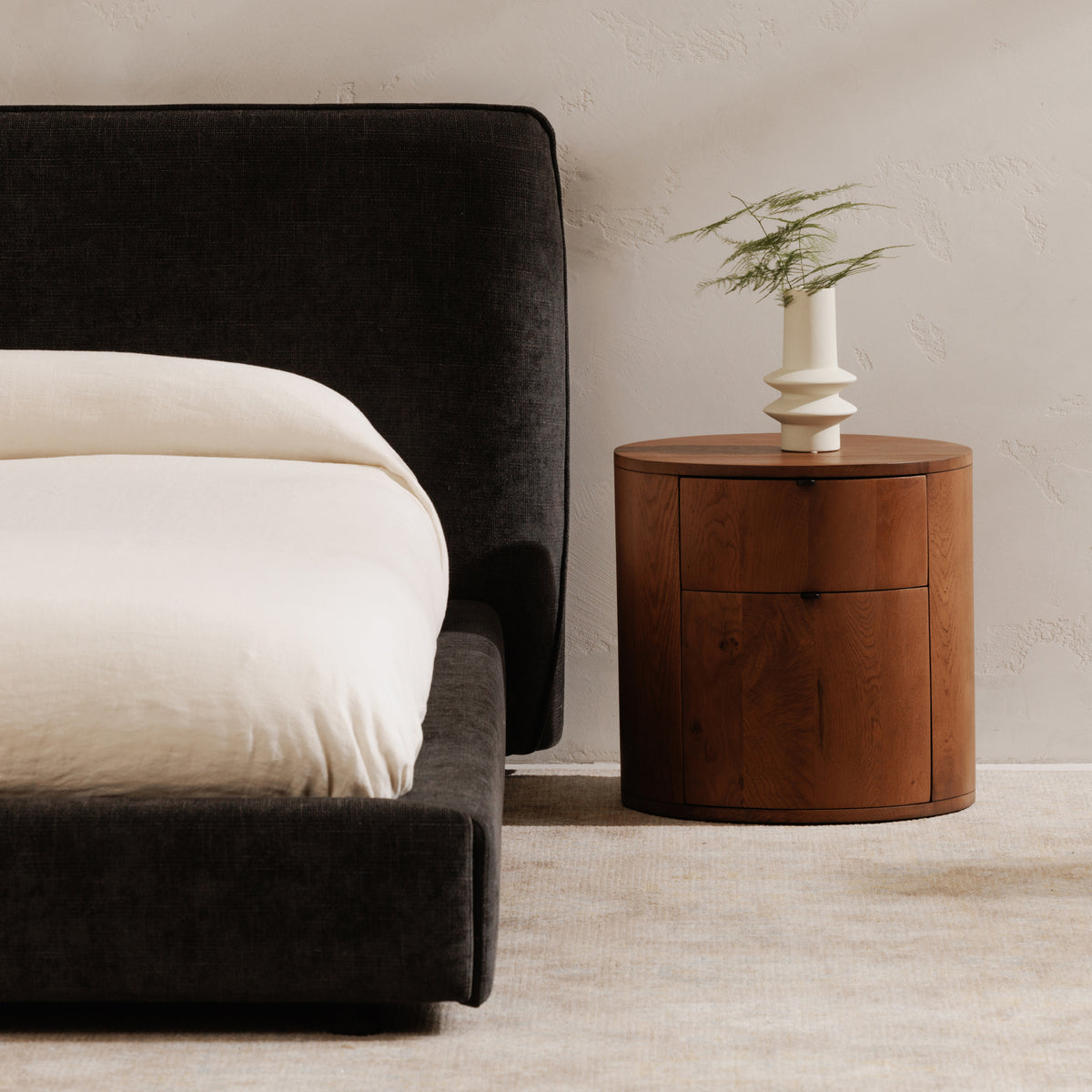 Theo 2 Drawer Nightstand Brown - lifestyle image