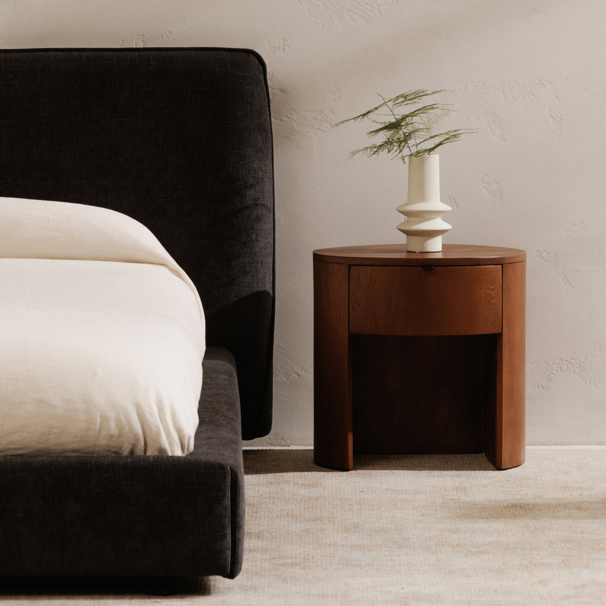 Theo 1 Drawer Nightstand Brown - lifestyle image