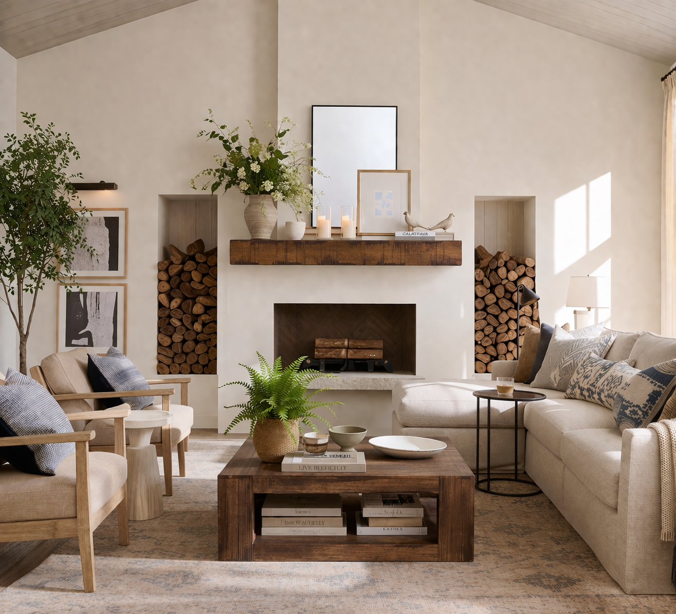 Rustic Poplar Fireplace Mantel Shelf.