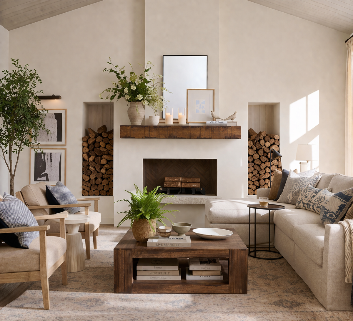 Rustic Poplar Fireplace Mantel Shelf.