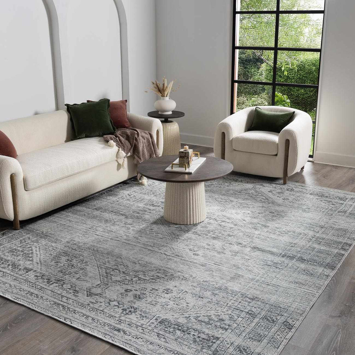 Barny Gray Blue Washable Rug - Clearance.