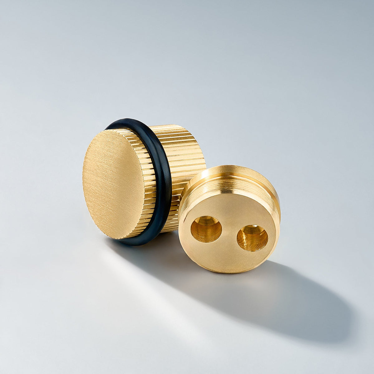 Bastion - Linear Knurled Solid Brass Door Stops.