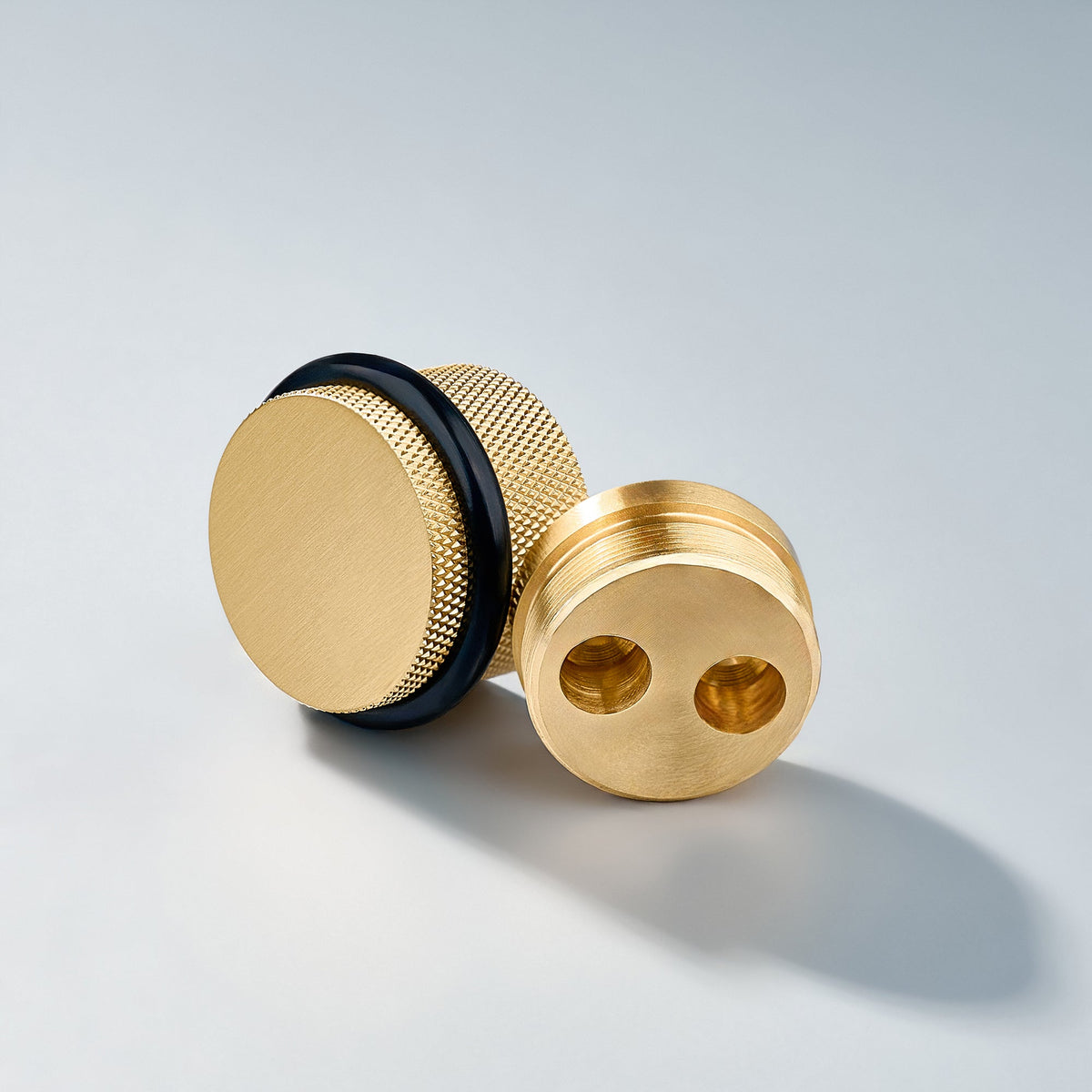Bastion - Classic Knurled Solid Brass Door Stops.