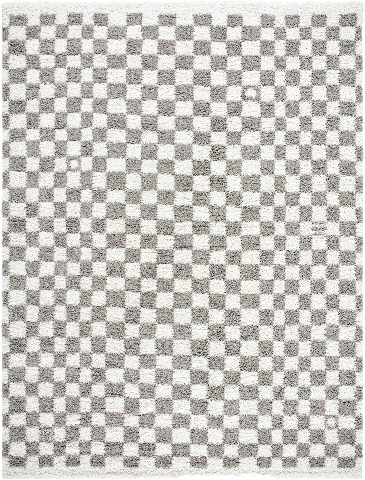 Kieu Taupe Checkered Plush Rug