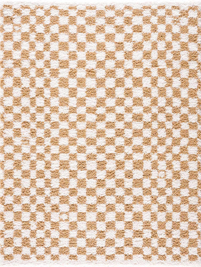 Kieu Mustard & Ivory Checkered Area Rug