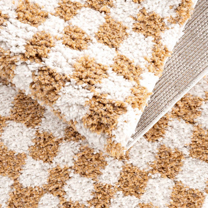 Kieu Mustard & Ivory Checkered Area Rug