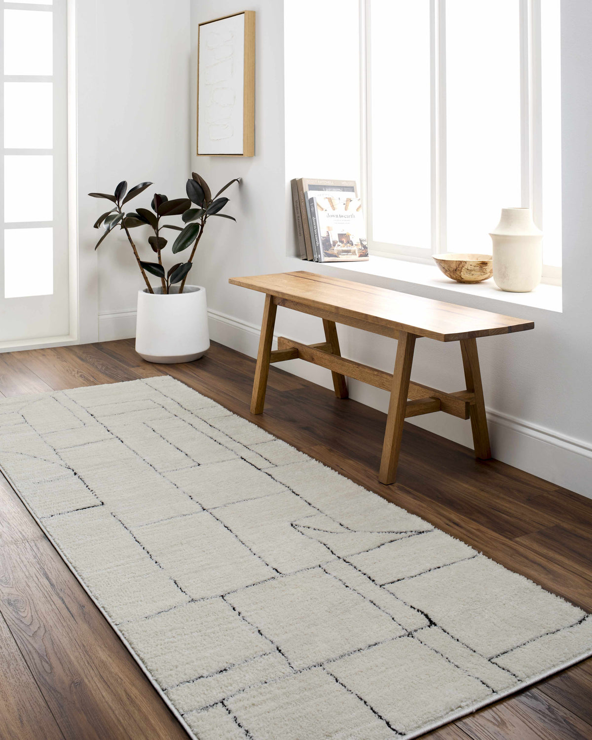 Keats Black & White Area Rug