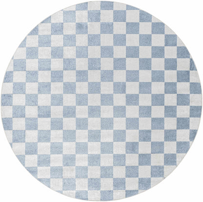 Brone Blue Checkered Washable Rug