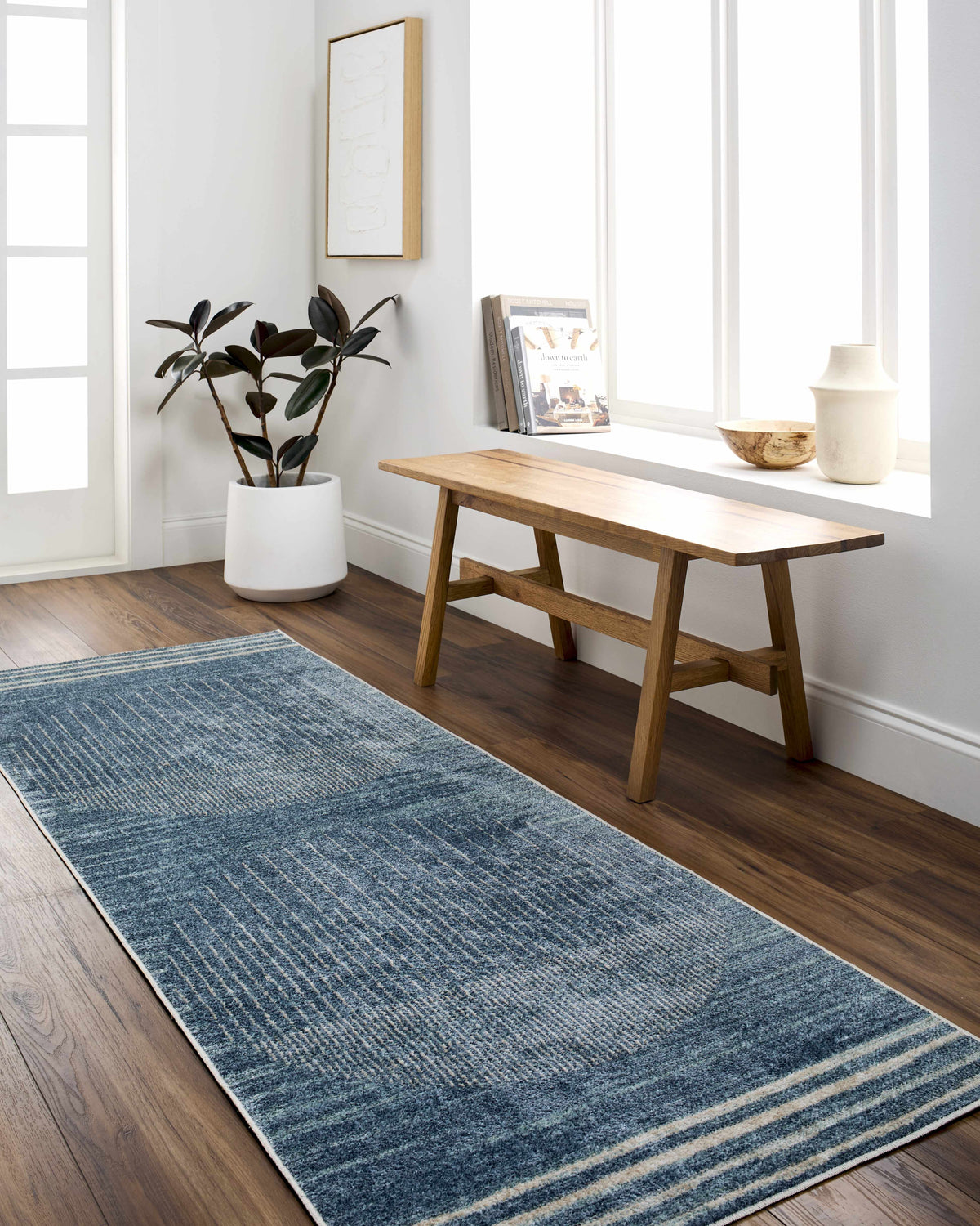 Thad Blue Washable Area Rug - Clearance.