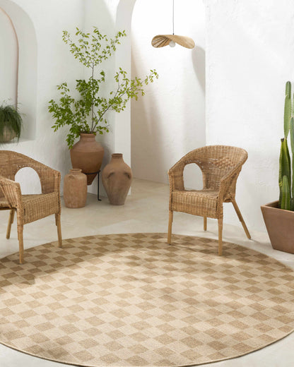 Kuval Checkered Brown Outdoor Rug.