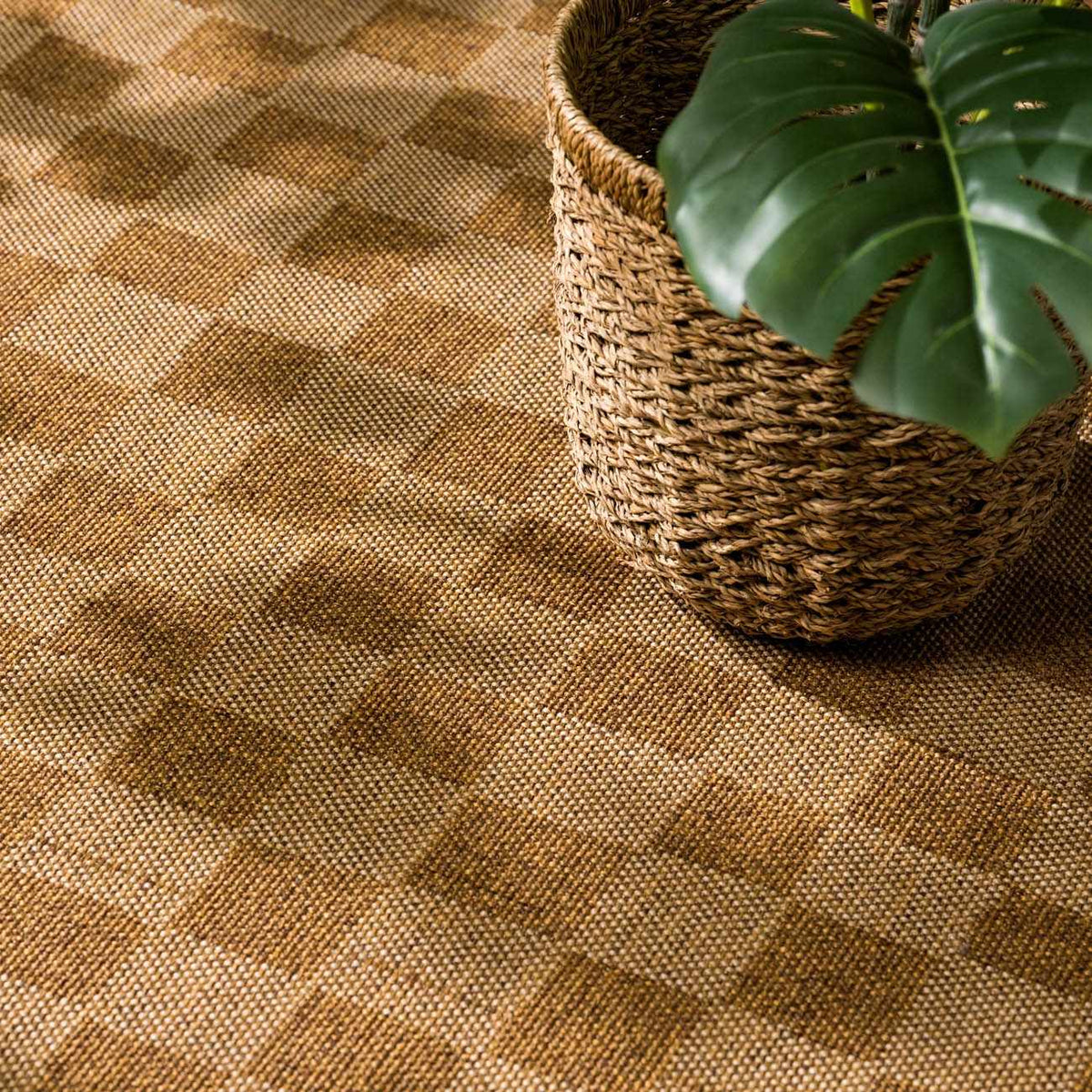 Kuval Checkered Brown Outdoor Rug.