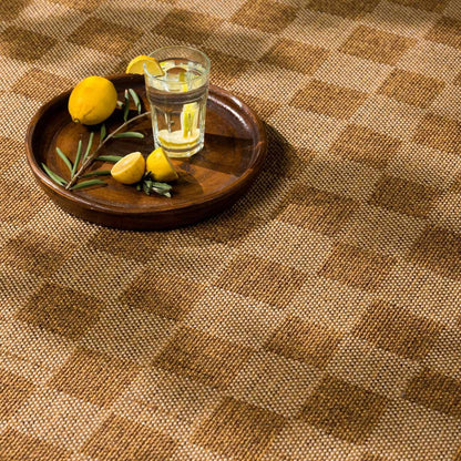 Kuval Checkered Brown Outdoor Rug.