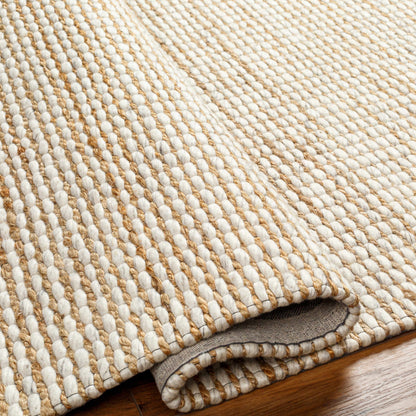 Riki Cream Jute-Wool Blend Rug.