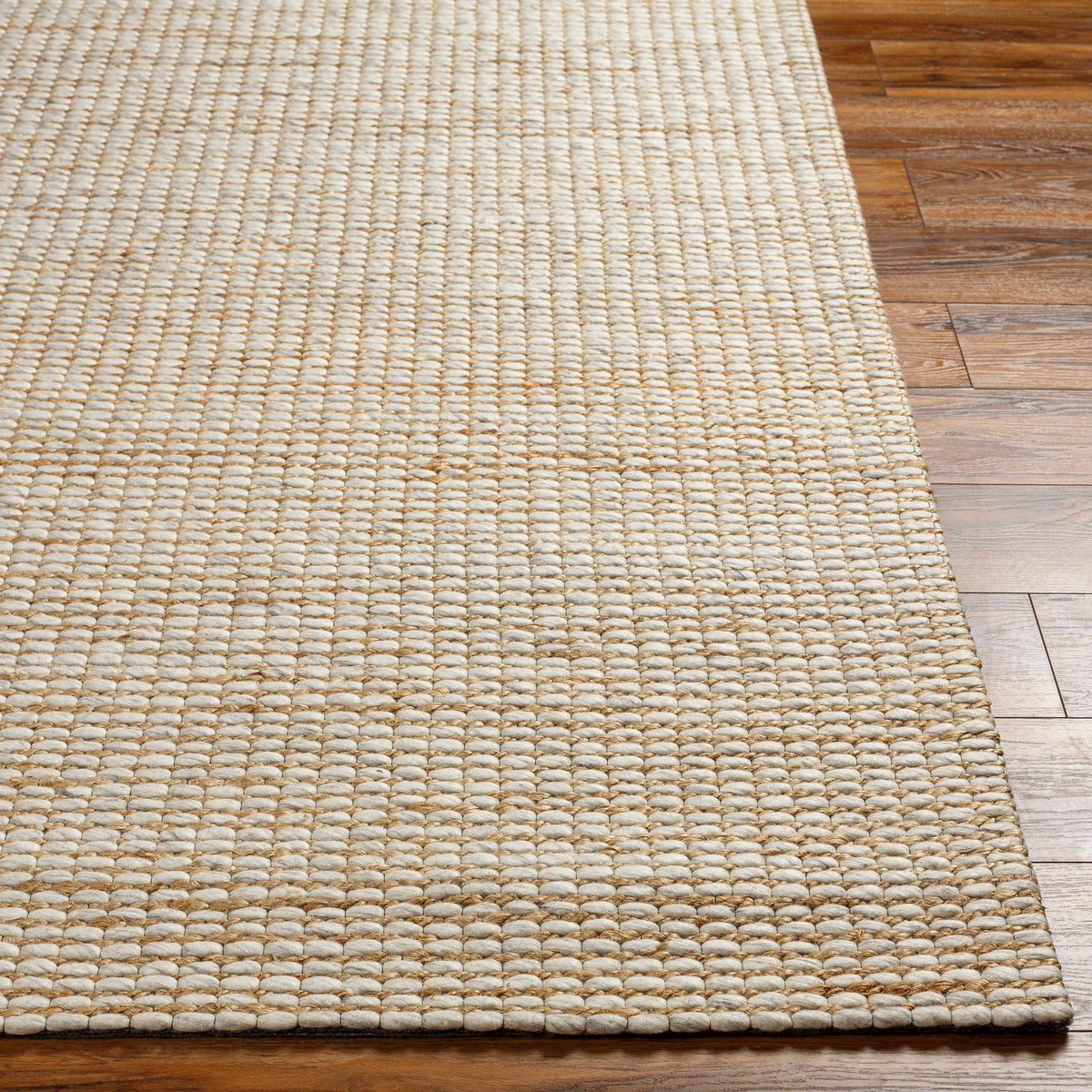 Riki Cream Jute-Wool Blend Rug.