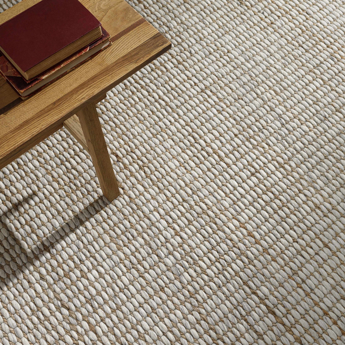 Riki Cream Jute-Wool Blend Rug.