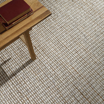 Riki Cream Jute-Wool Blend Rug.