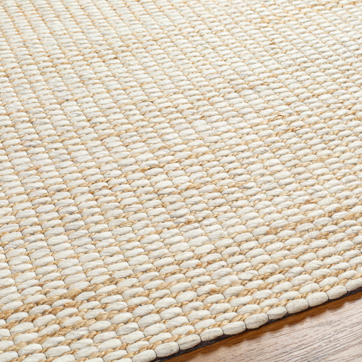 Riki Cream Jute-Wool Blend Rug.