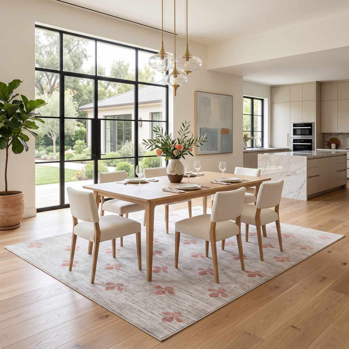 Kapono Floral Dusty Pink Area Rug