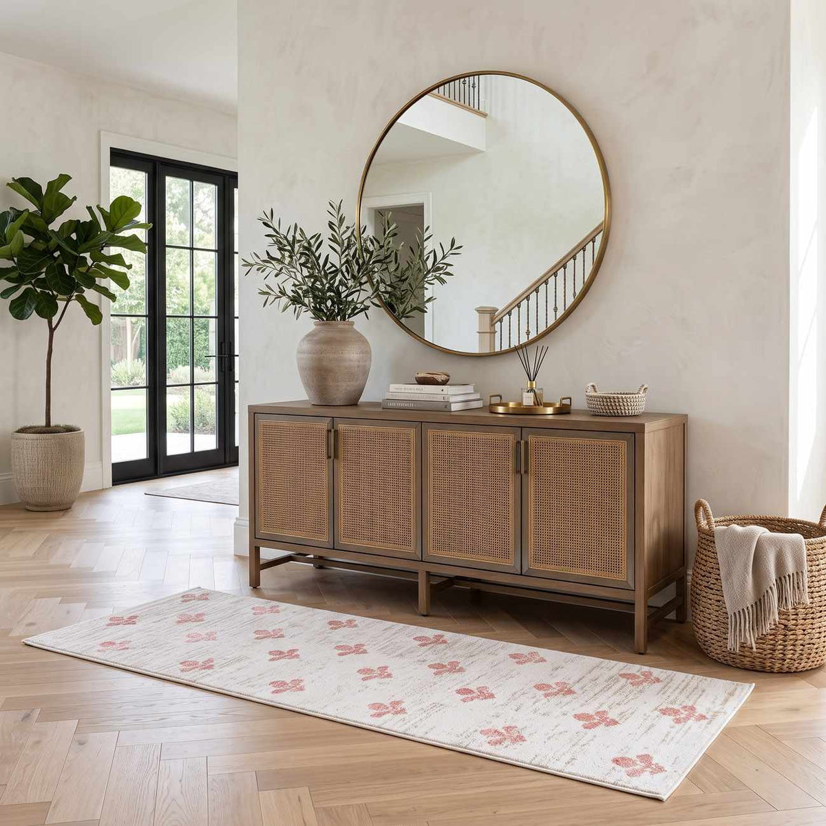 Kapono Floral Dusty Pink Area Rug