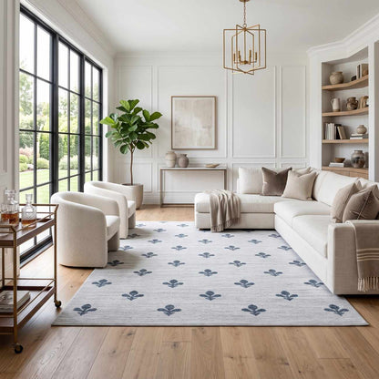 Kapono Floral Dusty Blue Area Rug