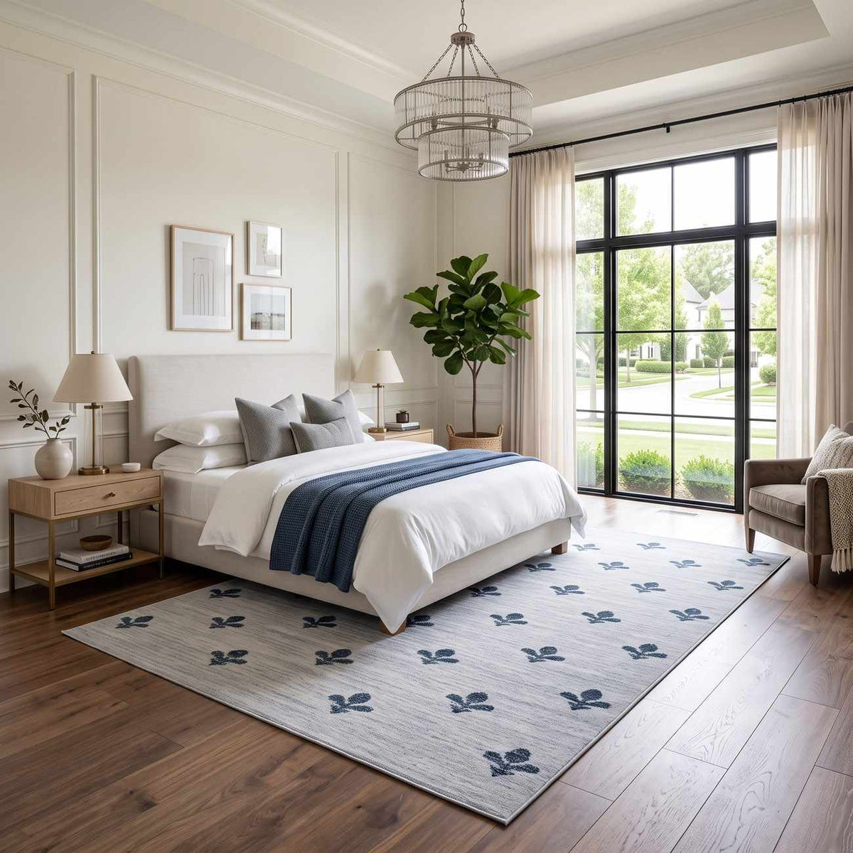 Kapono Floral Dusty Blue Area Rug