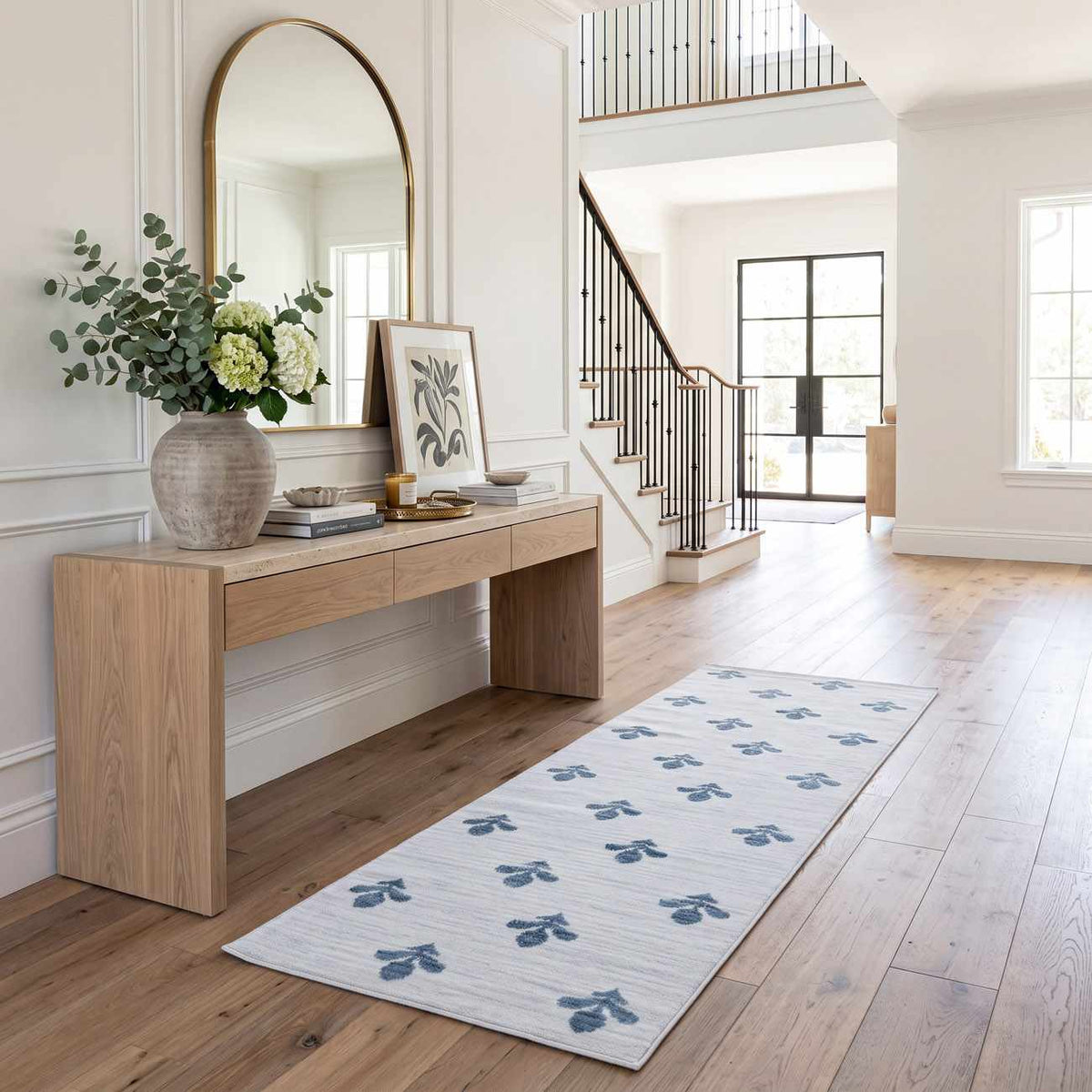 Kapono Floral Dusty Blue Area Rug