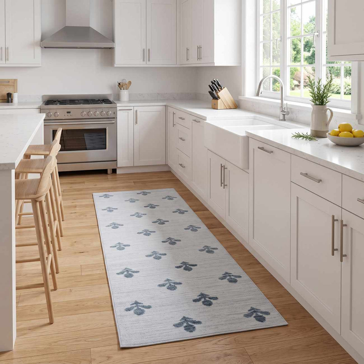 Kapono Floral Dusty Blue Area Rug