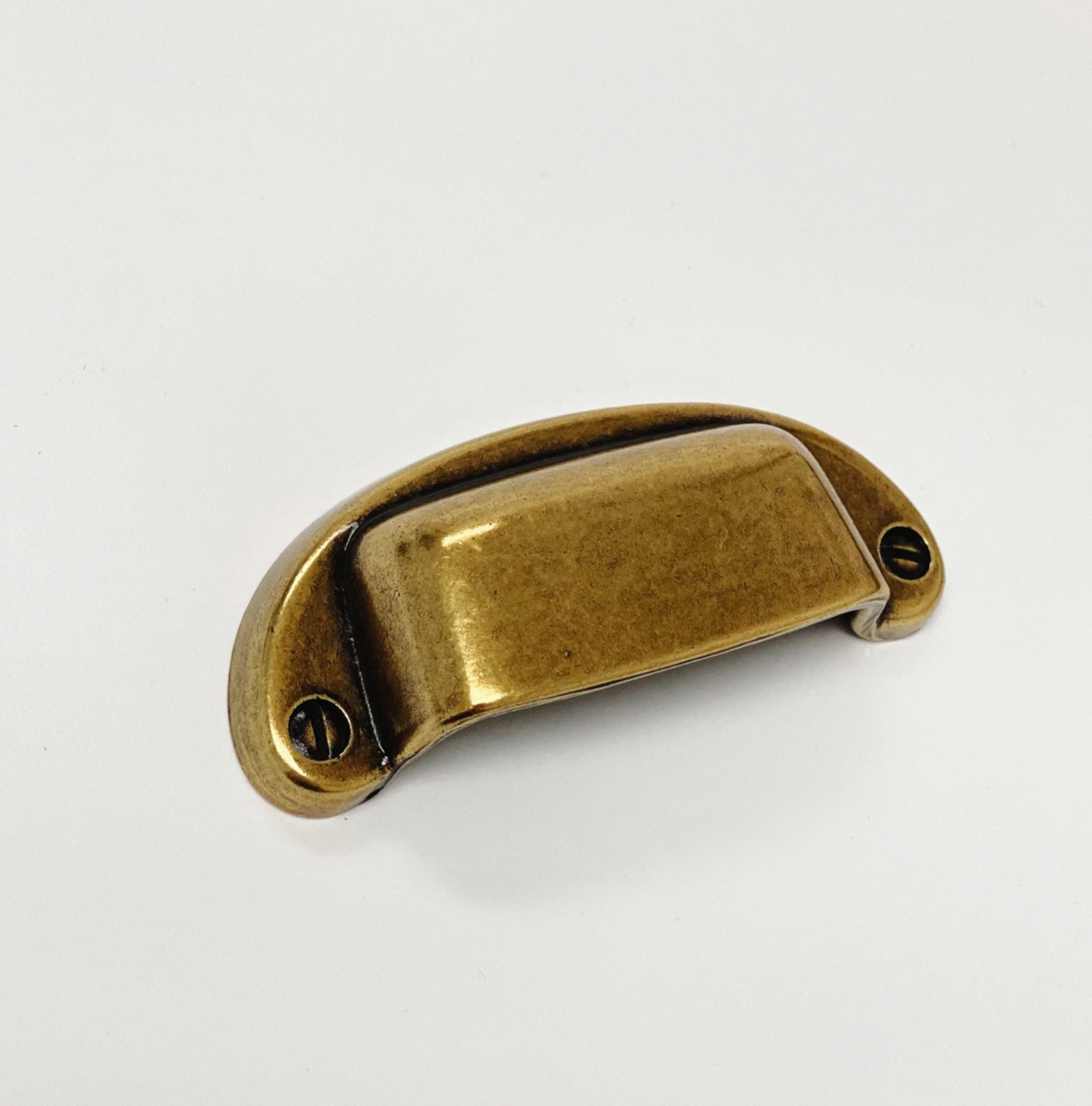 Drawer Cup Pull "Capri" in Antique Brass - Brass Cabinet Hardware