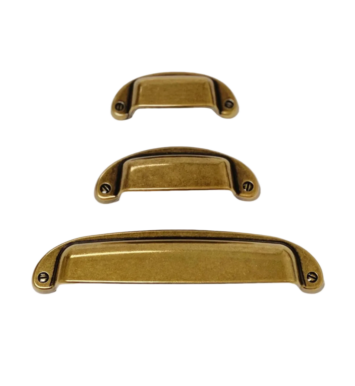 Drawer Cup Pull "Capri" in Antique Brass.