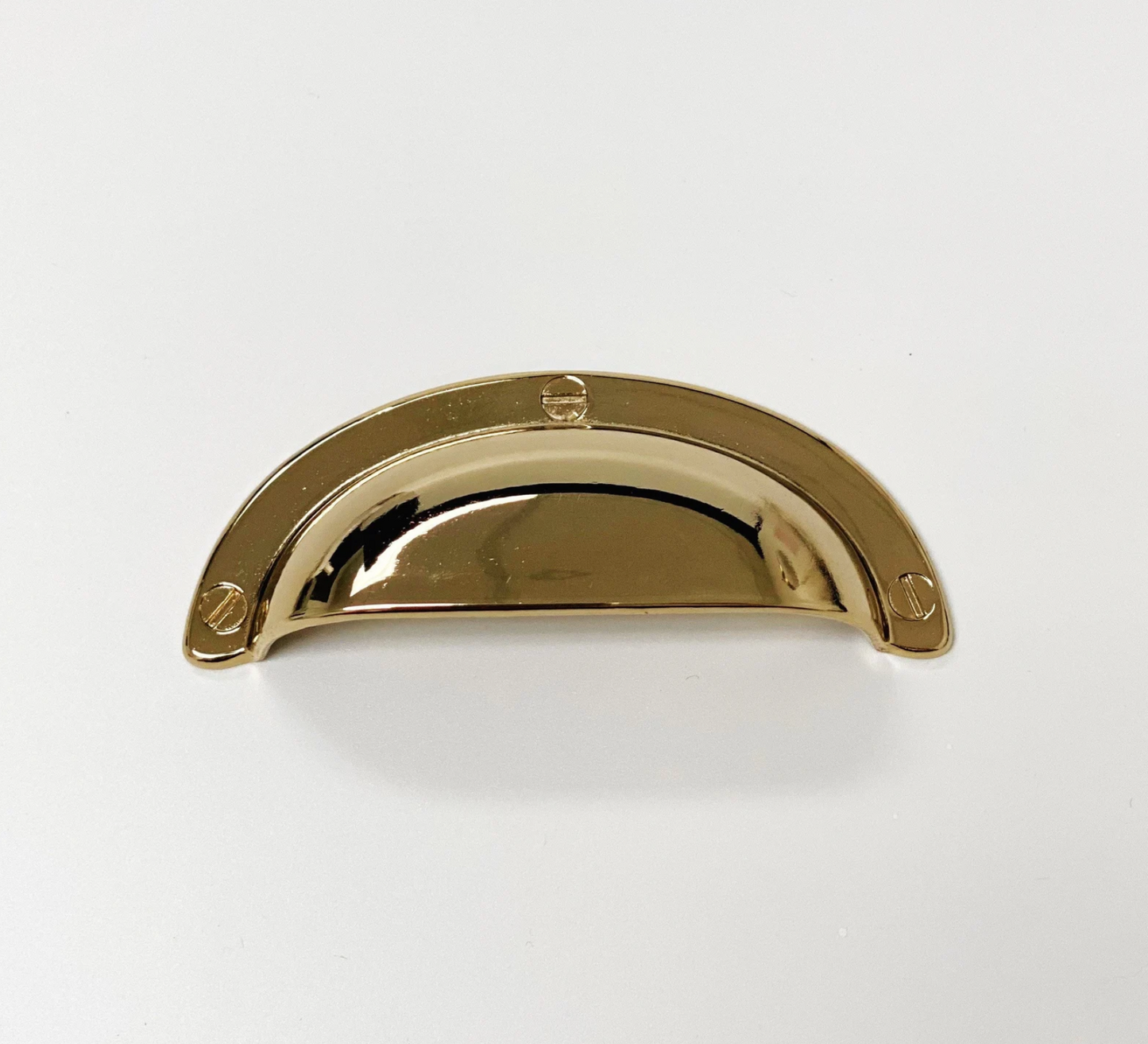 Polished Light Gold "Capri" Cup Drawer Pull, Ring Pull or Round Cabinet Knob. Finger Brass Pull