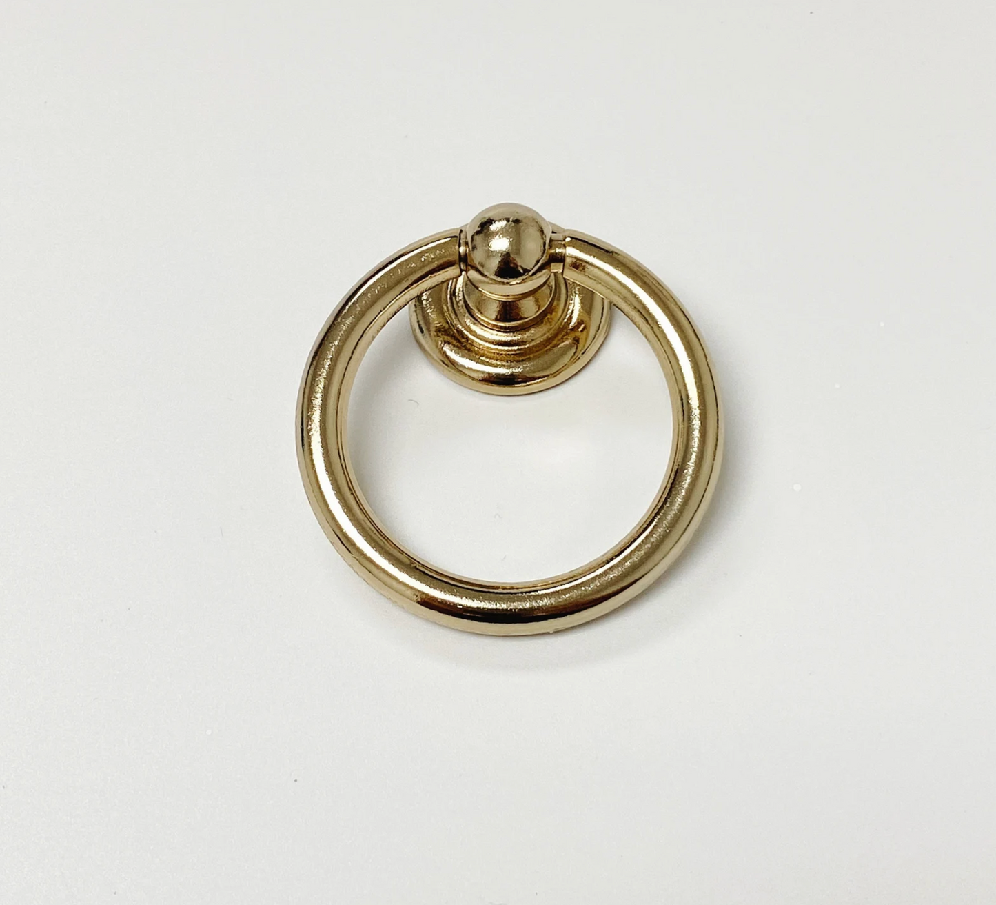 Polished Light Gold "Capri" Cup Drawer Pull, Ring Pull or Round Cabinet Knob. Finger Brass Pull