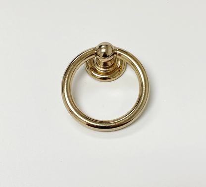Polished Light Gold "Capri" Cup Drawer Pull, Ring Pull or Round Cabinet Knob. Finger Brass Pull