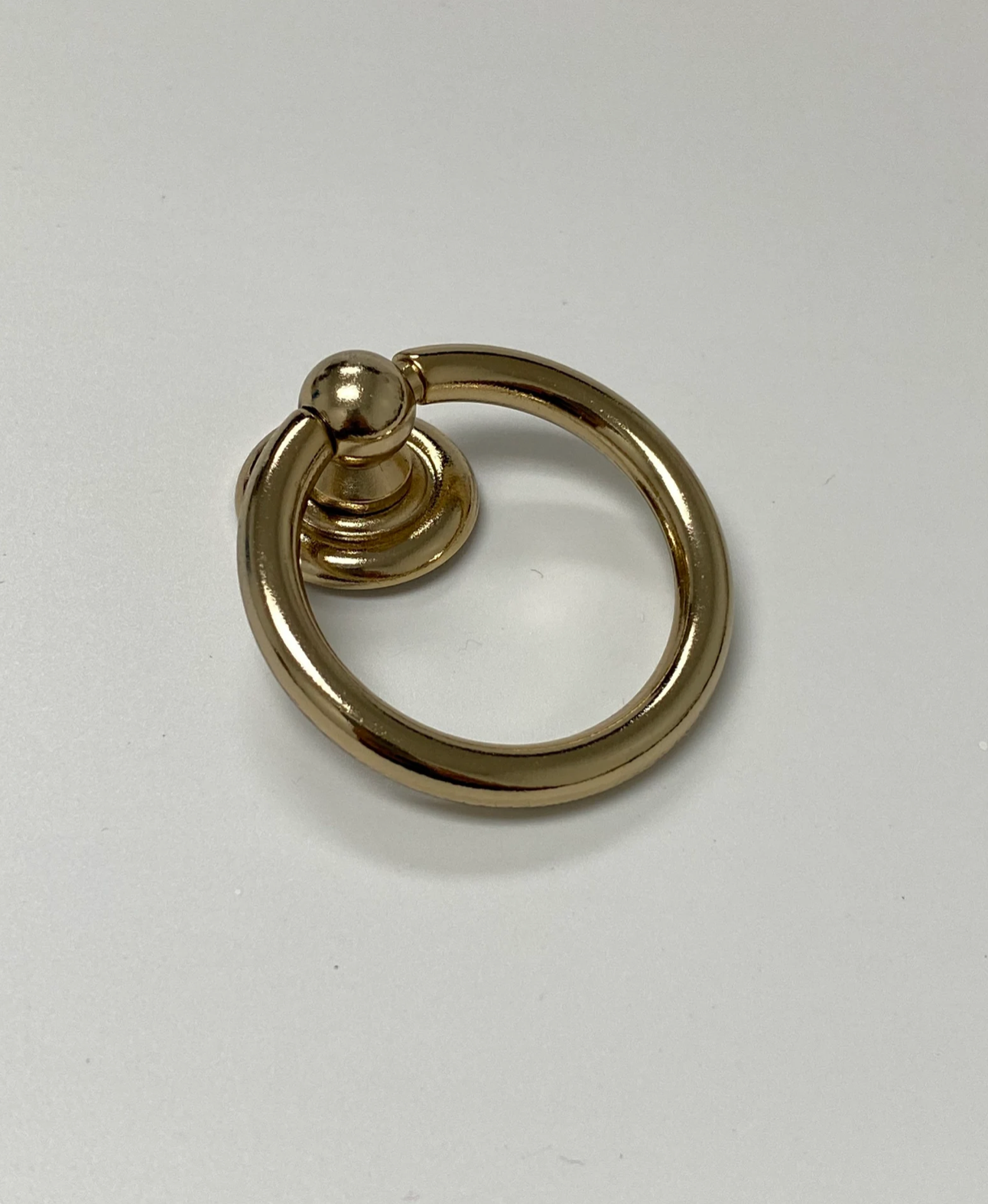 Polished Light Gold "Capri" Cup Drawer Pull, Ring Pull or Round Cabinet Knob. Finger Brass Pull
