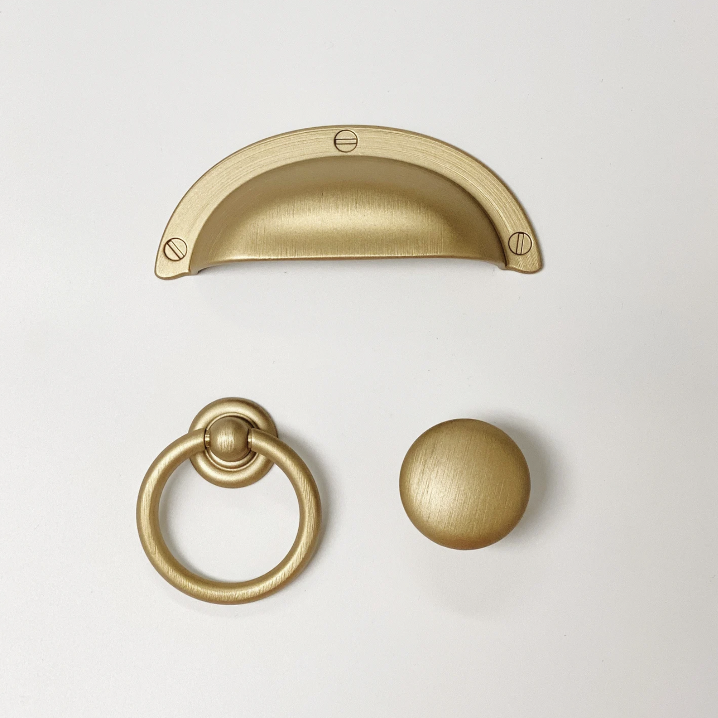 Round "Capri" Brushed Gold Cup Drawer Pull, Ring Pull or Cabinet Knob