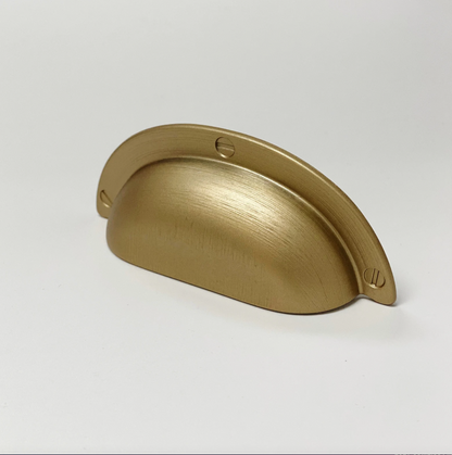 Round "Capri" Brushed Gold Cup Drawer Pull, Ring Pull or Cabinet Knob
