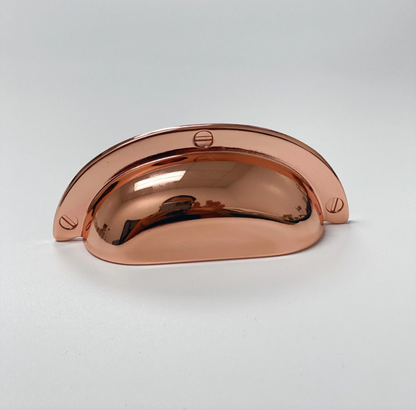 Polished Copper "Capri" Cup Drawer Pull, Ring Pull and Cabinet Knob.