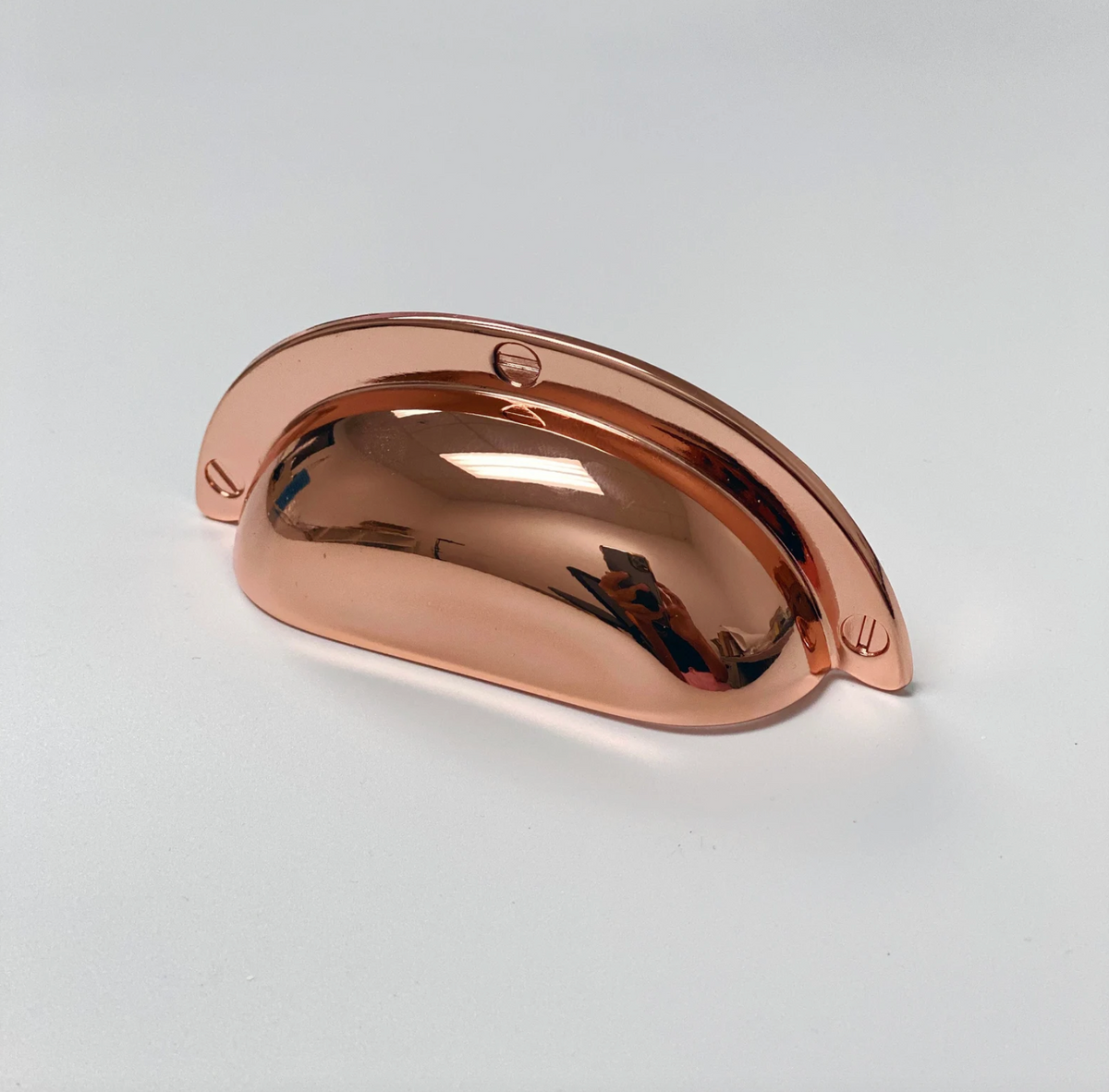 Polished Copper "Capri" Cup Drawer Pull, Ring Pull and Cabinet Knob.