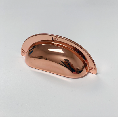 Polished Copper "Capri" Cup Drawer Pull, Ring Pull and Cabinet Knob.