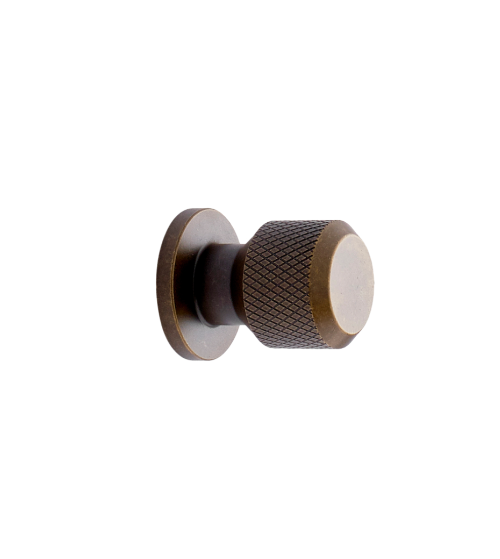 Knurled Backplate Antique Bronze "Manor" Knobs and Drawer Pulls