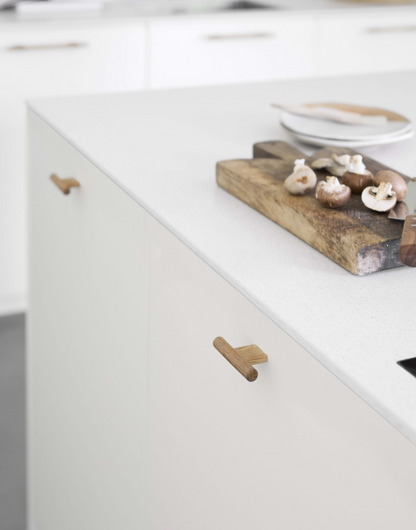 Lacquered Oak "Join" Wood Cabinet Knobs and Drawer Handles