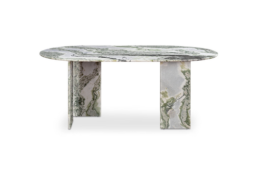 CELIA OVAL DINING TABLE GREEN ONYX MARBLE