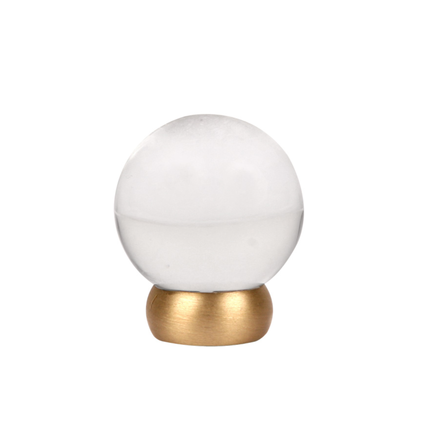 Glass Knob 1-1/8" Diameter in Clear and Brushed Brass.