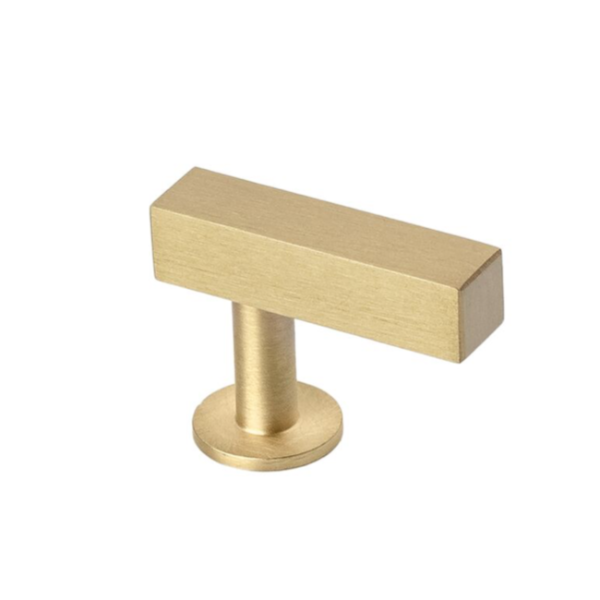Lew's Square Bar Cabinet Knobs and Handles in Brushed Brass.