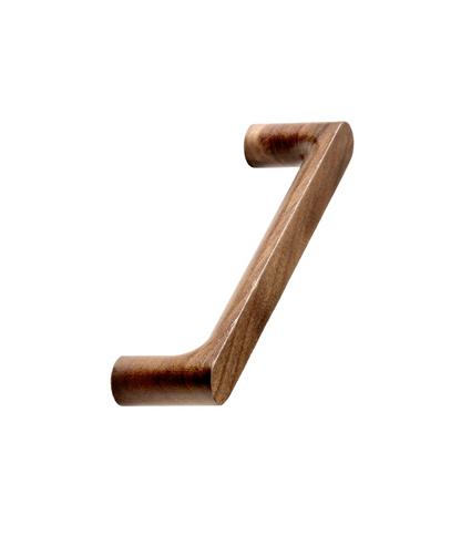 Walnut Lacquered Wood "Pinta" Cabinet Knob and Drawer Pulls.