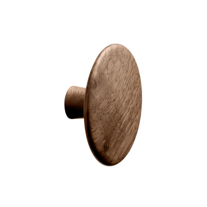 Walnut Wood "Degree" Cabinet Knob and Cup Drawer Pulls.