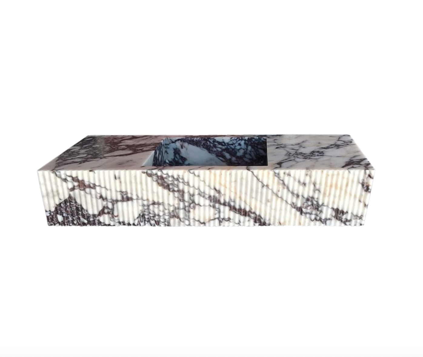 TCSC | Calacatta Viola Marble Wall-mount Bathroom Vanity Sink Fluted Front (W)20" (L)56"