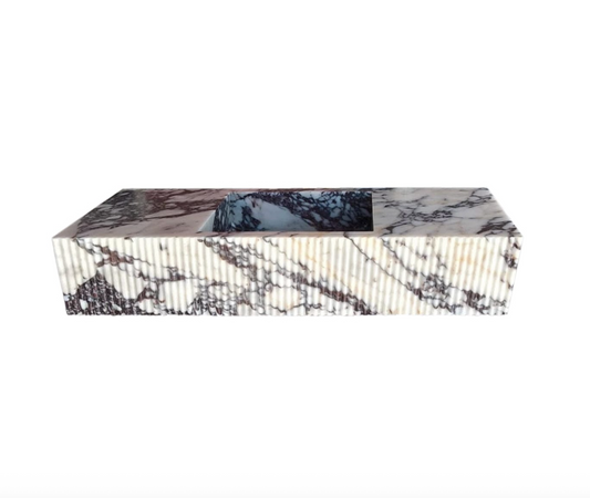 TCSC | Calacatta Viola Marble Wall-mount Bathroom Vanity Sink Fluted Front (W)20" (L)56"