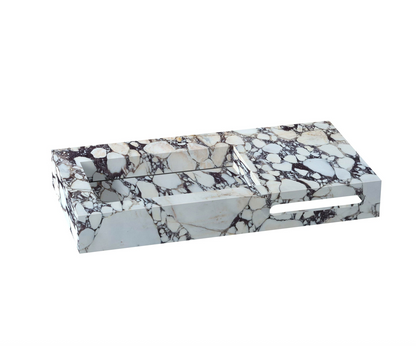 TCSC | Calacatta Viola Marble Wall-mount Bathroom Sink Hidden Drain and Towel Holder